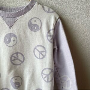 Little co organic cotton 3t purple yin yang peace sign crewneck sweatshirt